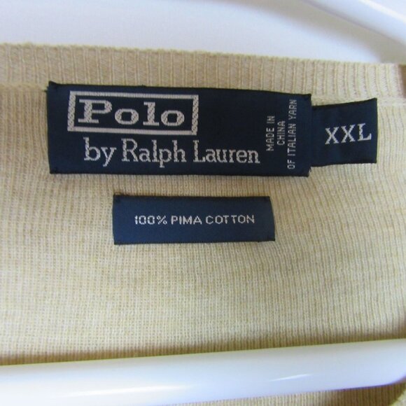 Ralph Lauren Jacket Tan Beige V-Neck Pima Cotton Preppy Winter Men's XXL - Picture 5 of 7